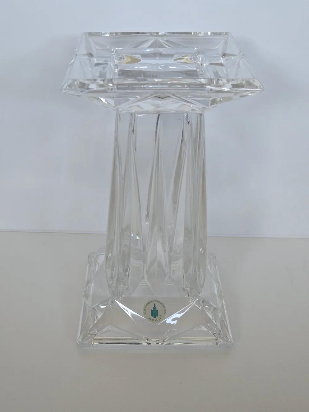 Vtg PartyLite P7374 Quad Prism Pedestal 24% Lead Crystal Pillar Candle Holder